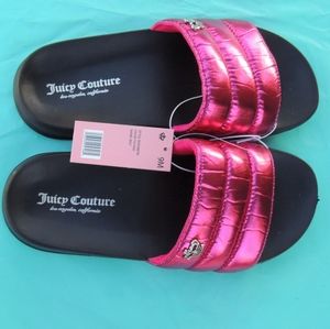 Juicy Couture Shimmer Pink Puffy Slides